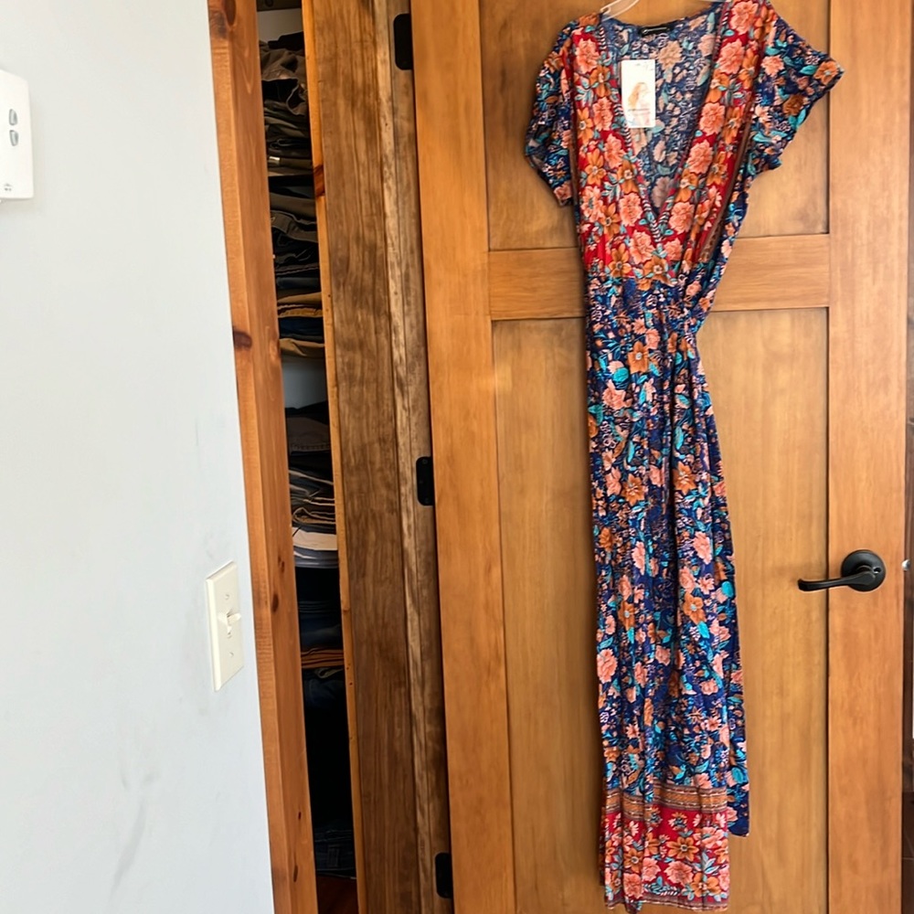 Women's Summer V Neck Wrap Vintage Floral Print